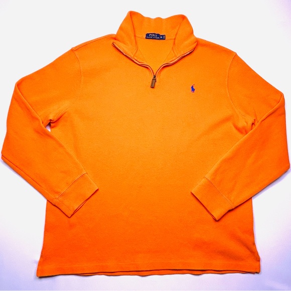 Polo Ralph Lauren Estate-Rib QuarterZip Orange Pullover XL 100% COTTON